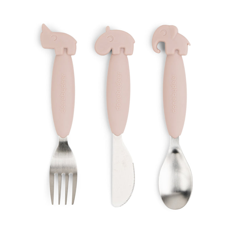 Easy - grip cutlery set Deer friends Powder - Bestek en rietjes Done by Deer - In den Olifant