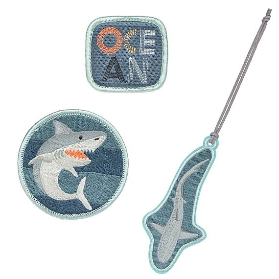 School Patches Set Shark Ocean Edition