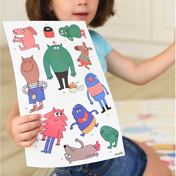 Educatieve Discovery Poster + 43 Stickers How Do You Feel? | 3 - 7 Jaar - Stickers en stickersets Poppik - In den Olifant
