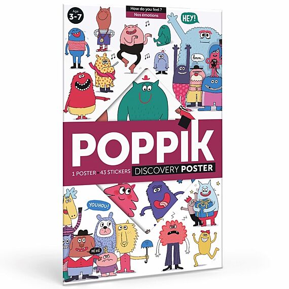 Educatieve Discovery Poster + 43 Stickers How Do You Feel? | 3 - 7 Jaar - Stickers en stickersets Poppik - In den Olifant