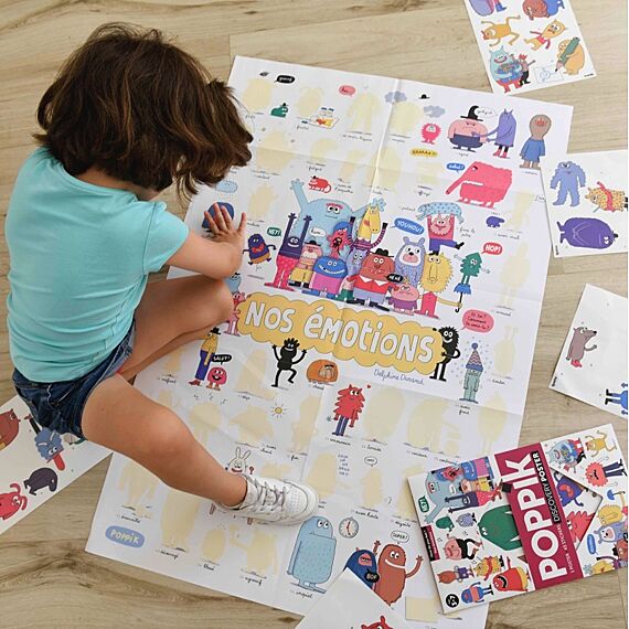 Educatieve Discovery Poster + 43 Stickers How Do You Feel? | 3 - 7 Jaar - Stickers en stickersets Poppik - In den Olifant
