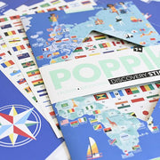 Educatieve Xxl Poster + 200 Stickers Flags | 6 - 12 Jaar - Stickers en stickersets Poppik - In den Olifant