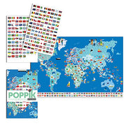 Educatieve Xxl Poster + 200 Stickers Flags | 6 - 12 Jaar - Stickers en stickersets Poppik - In den Olifant