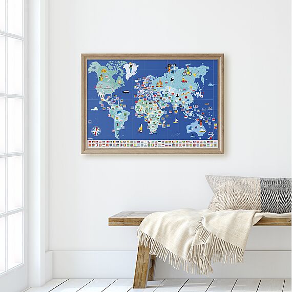 Educatieve Xxl Poster + 200 Stickers Flags | 6 - 12 Jaar - Stickers en stickersets Poppik - In den Olifant