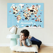Educatieve Xxl Poster + 42 Stickers Animals Of The World | 5 - 12 Jaar - Stickers en stickersets Poppik - In den Olifant