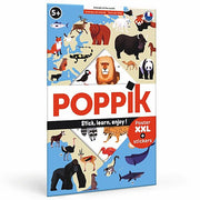 Educatieve Xxl Poster + 42 Stickers Animals Of The World | 5 - 12 Jaar - Stickers en stickersets Poppik - In den Olifant