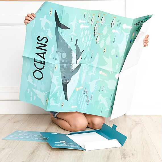 Educatieve Xxl Poster + 59 Stickers Oceans | 6 - 12 Jaar - Stickers en stickersets Poppik - In den Olifant