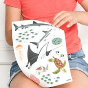 Educatieve Xxl Poster + 59 Stickers Oceans | 6 - 12 Jaar - Stickers en stickersets Poppik - In den Olifant