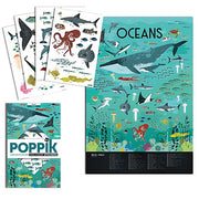 Educatieve Xxl Poster + 59 Stickers Oceans | 6 - 12 Jaar - Stickers en stickersets Poppik - In den Olifant