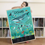 Educatieve Xxl Poster + 59 Stickers Oceans | 6 - 12 Jaar - Stickers en stickersets Poppik - In den Olifant