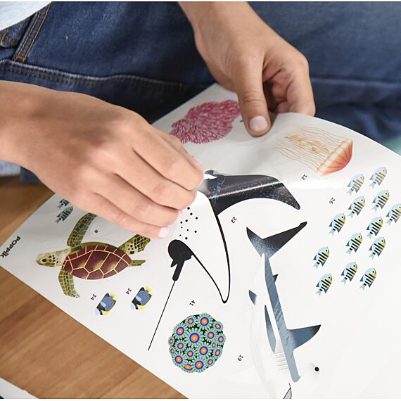 Educatieve Xxl Poster + 59 Stickers Oceans | 6 - 12 Jaar - Stickers en stickersets Poppik - In den Olifant