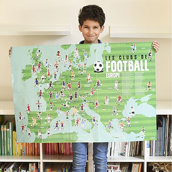 Educatieve Xxl Poster + 60 Stickers Football | 6 - 12 Jaar - Stickers en stickersets Poppik - In den Olifant