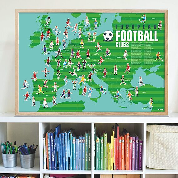 Educatieve Xxl Poster + 60 Stickers Football | 6 - 12 Jaar - Stickers en stickersets Poppik - In den Olifant