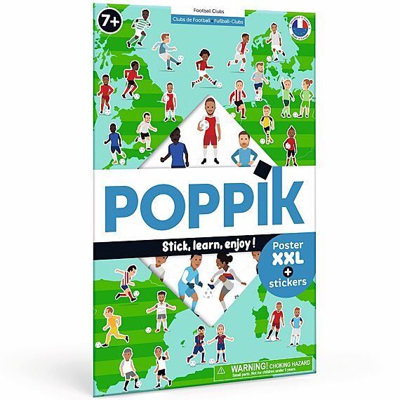 Educatieve Xxl Poster + 60 Stickers Football | 6 - 12 Jaar - Stickers en stickersets Poppik - In den Olifant