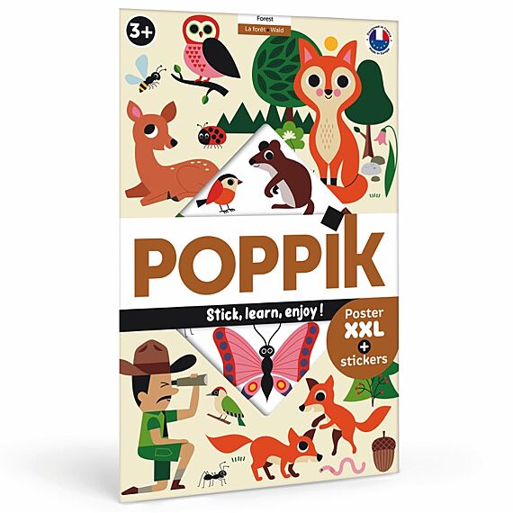 Educatieve Xxl Poster + 60 Stickers Woodland | 7 - 12 Jaar - Stickers en stickersets Poppik - In den Olifant