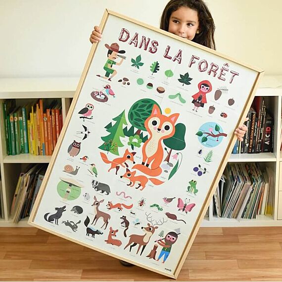 Educatieve Xxl Poster + 60 Stickers Woodland | 7 - 12 Jaar - Stickers en stickersets Poppik - In den Olifant