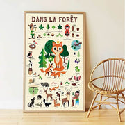 Educatieve Xxl Poster + 60 Stickers Woodland | 7 - 12 Jaar - Stickers en stickersets Poppik - In den Olifant