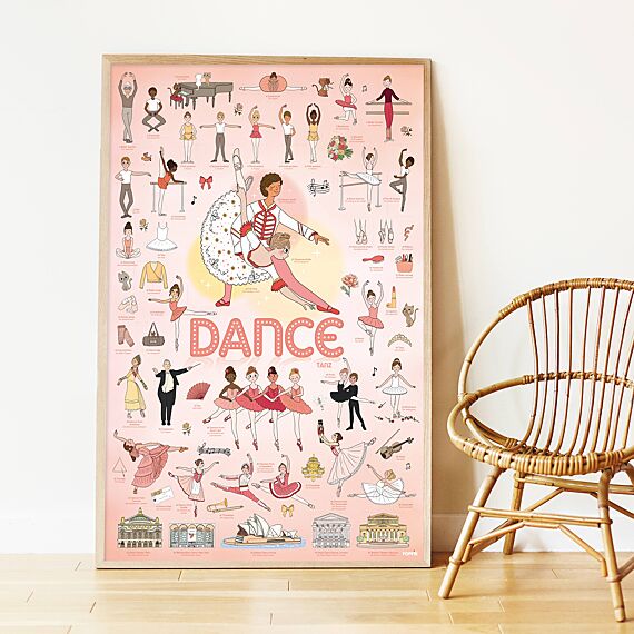 Educatieve Xxl Poster + 64 Stickers Dance | 5 - 12 Jaar - Stickers en stickersets Poppik - In den Olifant