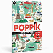 Educatieve Xxl Poster + 71 Stickers World Tour | 7 - 12 Jaar - Stickers en stickersets Poppik - In den Olifant