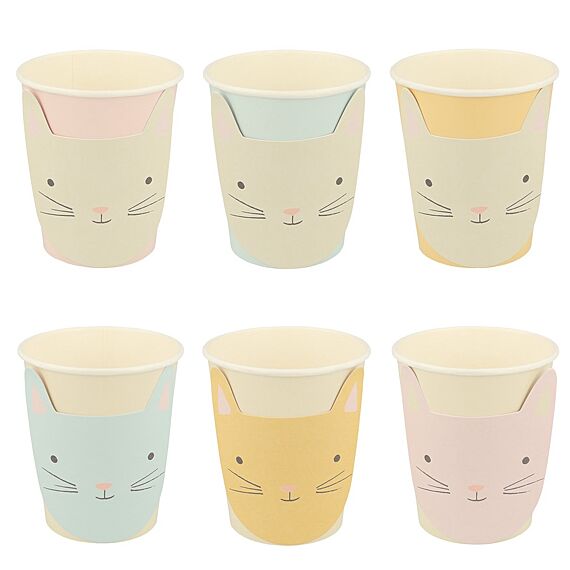Feestbekers Cat Cups - set van 8 - Feestbekers Meri Meri - In den Olifant