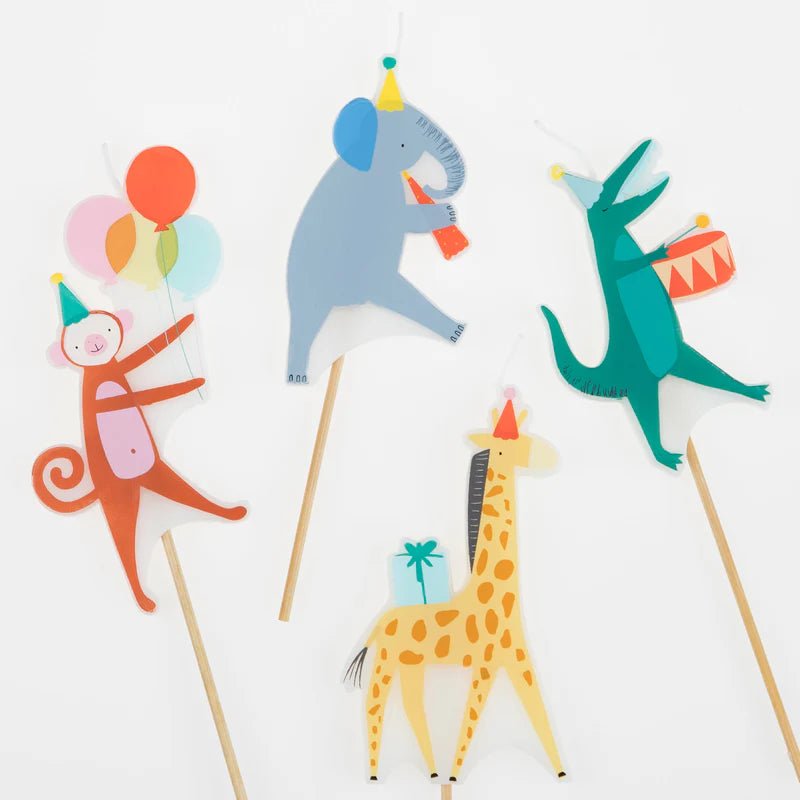 Feestkaarsjes Animal Parade Candles - set van 4 - Tafelversiering Meri Meri - In den Olifant