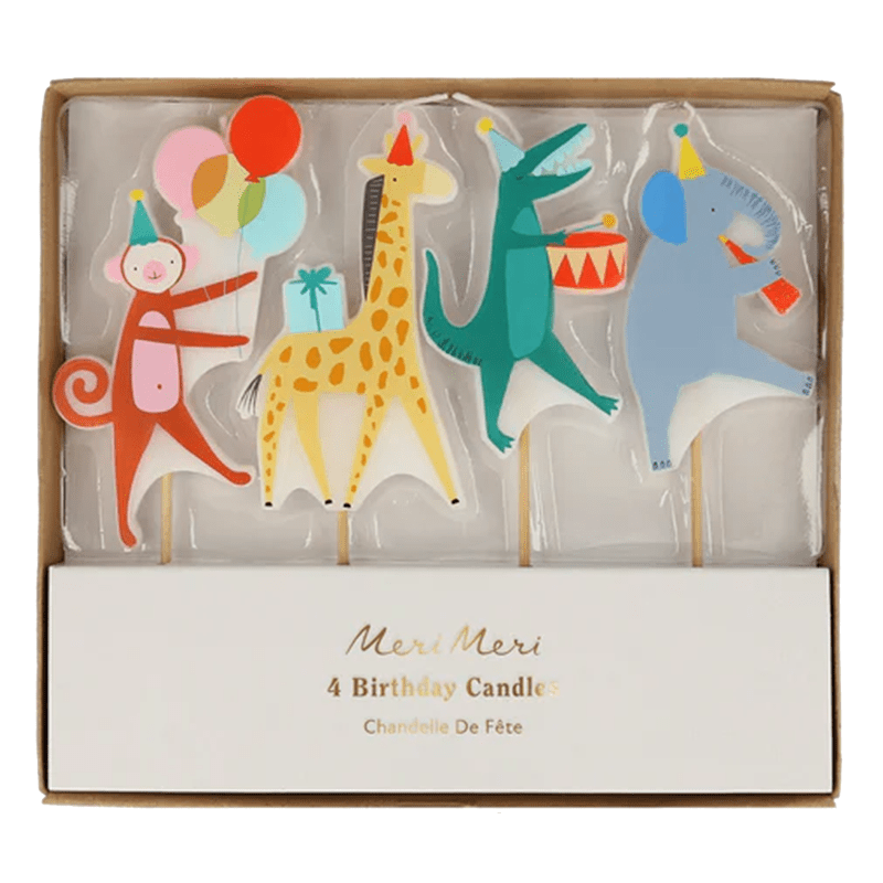 Feestkaarsjes Animal Parade Candles - set van 4 - Tafelversiering Meri Meri - In den Olifant