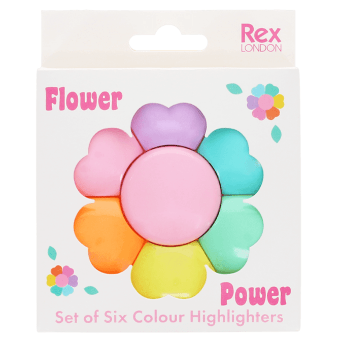 Flower shaped highlighter set - Flower Power - Schrijfwaren REX London - In den Olifant