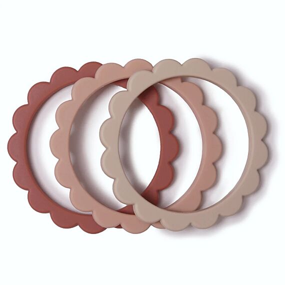 Bijtarmbandjes Flower Bracelet Blush Rose & Shifting Sand - Set van 3