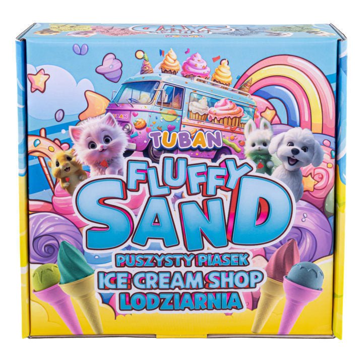 Fluffy Sand Ice Cream Shop - 4 kleuren speelzand en accessoires - Speelzand Tuban - In den Olifant