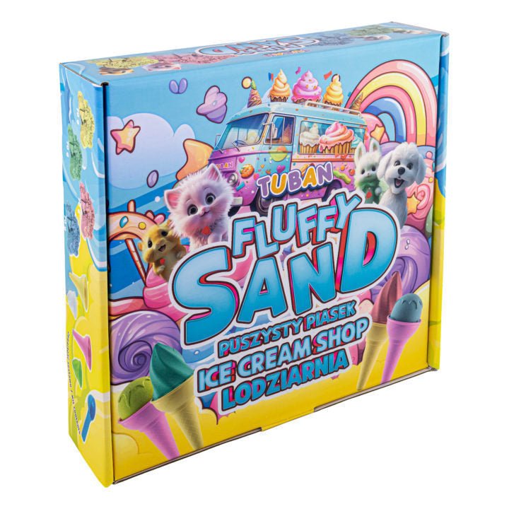 Fluffy Sand Ice Cream Shop - 4 kleuren speelzand en accessoires - Speelzand Tuban - In den Olifant