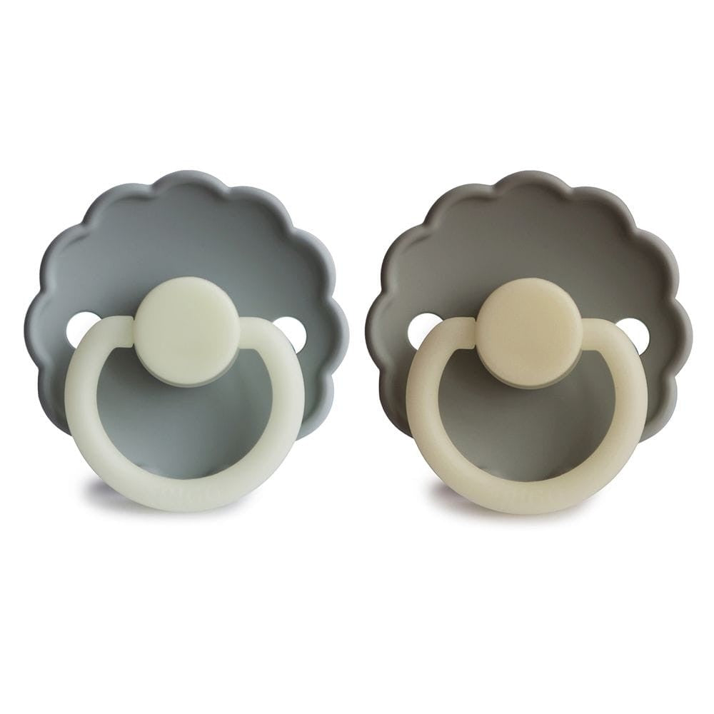 Frigg Silicone Pacifiers Daisy Night French Grey & Portobello - Set of 2