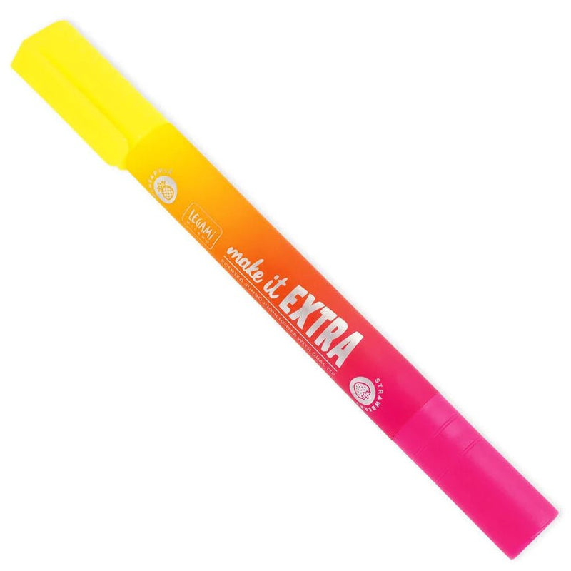 Geurende XL markeerstift Make It Extra Geel + Roze - 24,5 cm - Schrijfwaren Legami - In den Olifant
