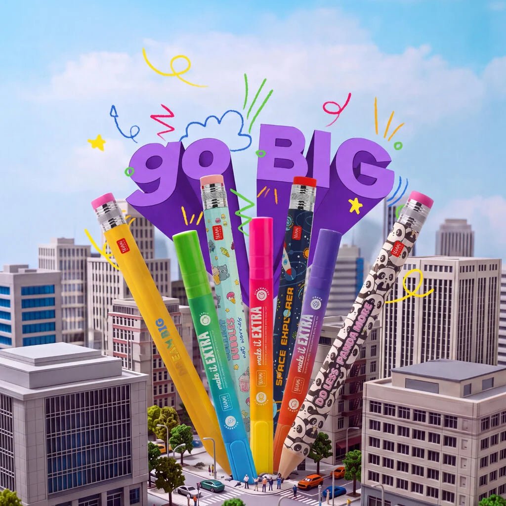 Geurende XL markeerstift Make It Extra Geel + Roze - 24,5 cm - Schrijfwaren Legami - In den Olifant