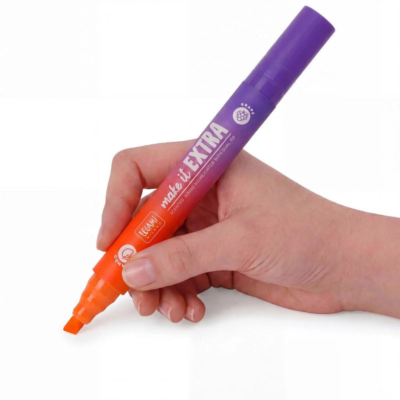 Geurende XL markeerstift Make It Extra Oranje + Paars - 24,5 cm - Schrijfwaren Legami - In den Olifant