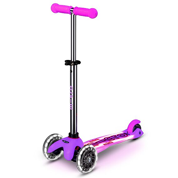 Kinderstep met 3 wielen Mini Micro scooter Deluxe Glow LED Plus Frosty Pink - 2-6 jaar