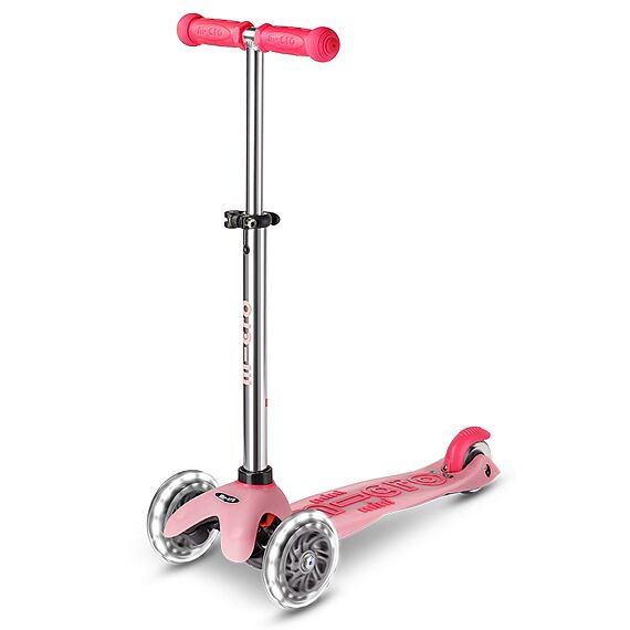 Kinderstep met 3 wielen Mini Micro scooter Deluxe Glow LED Plus Frosty Pink - 2-6 jaar