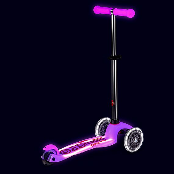 Kinderstep met 3 wielen Mini Micro scooter Deluxe Glow LED Plus Frosty Pink - 2-6 jaar