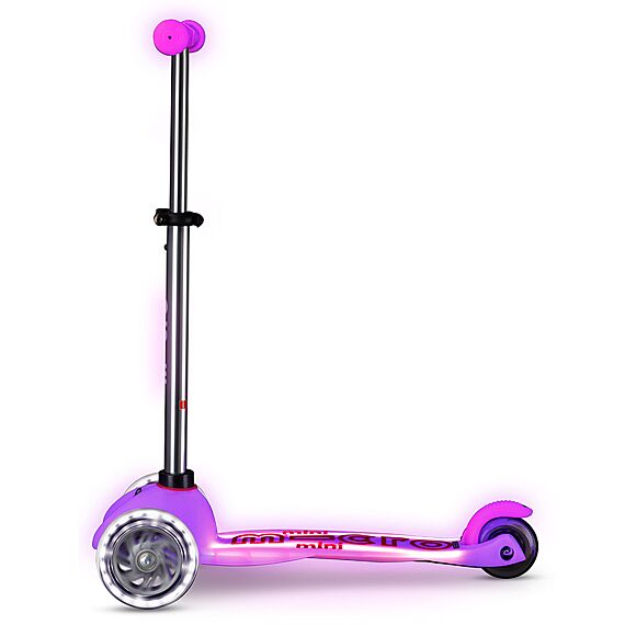 Kinderstep met 3 wielen Mini Micro scooter Deluxe Glow LED Plus Frosty Pink - 2-6 jaar