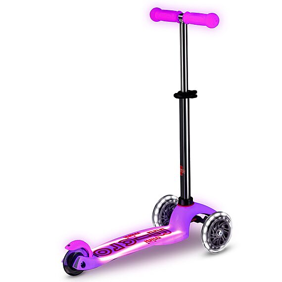 Kinderstep met 3 wielen Mini Micro scooter Deluxe Glow LED Plus Frosty Pink - 2-6 jaar