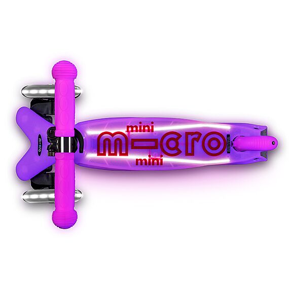 Kinderstep met 3 wielen Mini Micro scooter Deluxe Glow LED Plus Frosty Pink - 2-6 jaar