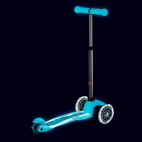 Kinderstep met 3 wielen Mini Micro scooter Deluxe Glow LED Plus Glacier Aqua - 2-6 jaar