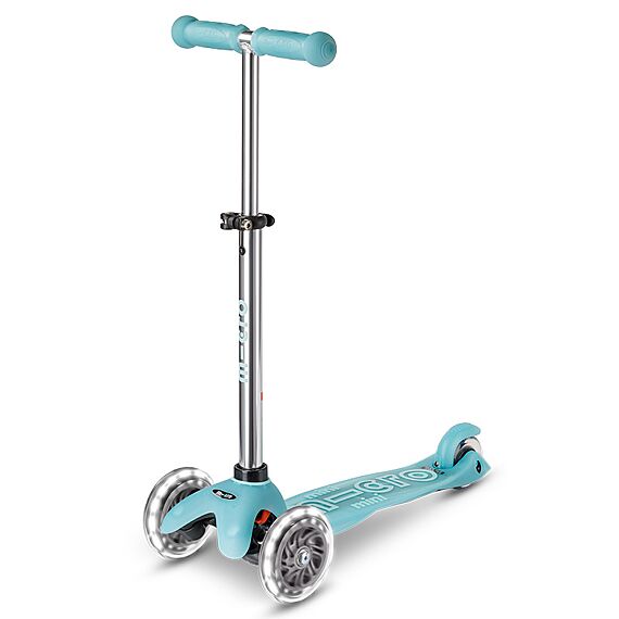 Kinderstep met 3 wielen Mini Micro scooter Deluxe Glow LED Plus Glacier Aqua - 2-6 jaar