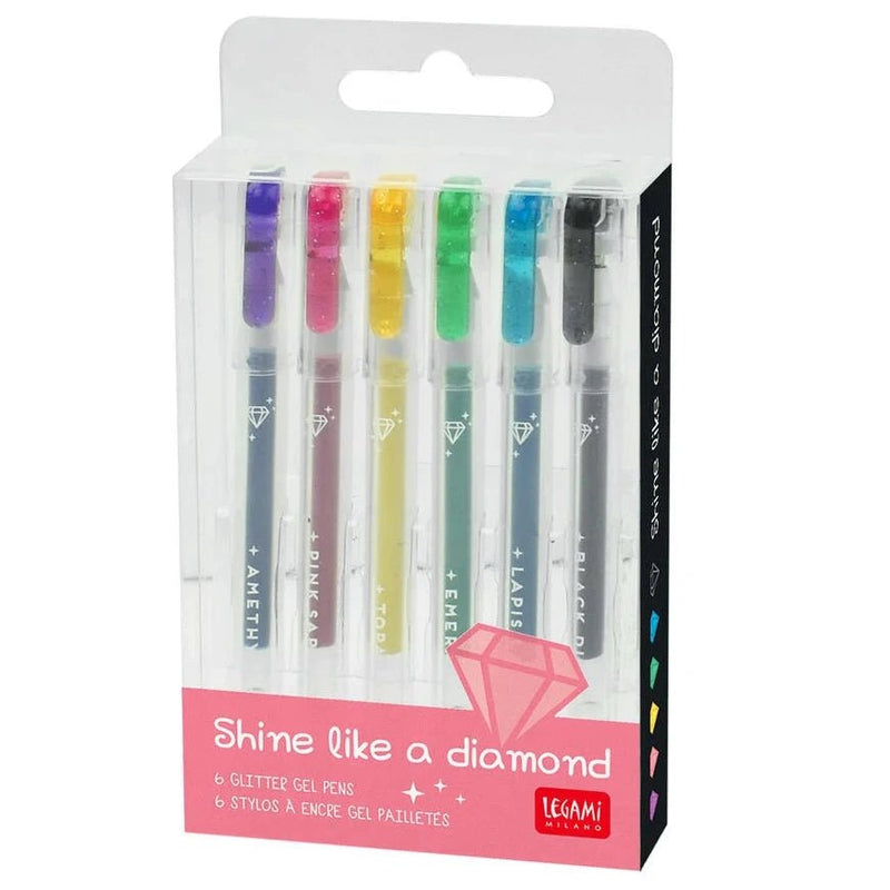 Glitterpennen Set Of 6 Mini Gel Pens Spring Is In The Air - Pastel Colours - Schrijfwaren Legami - In den Olifant