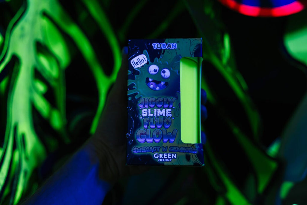 Glow in the dark slijm Jiggly Fluo Glow groen - 430 g - Sensorisch speelgoed Tuban - In den Olifant