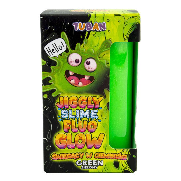 Glow in the dark slijm Jiggly Fluo Glow groen - 430 g - Sensorisch speelgoed Tuban - In den Olifant