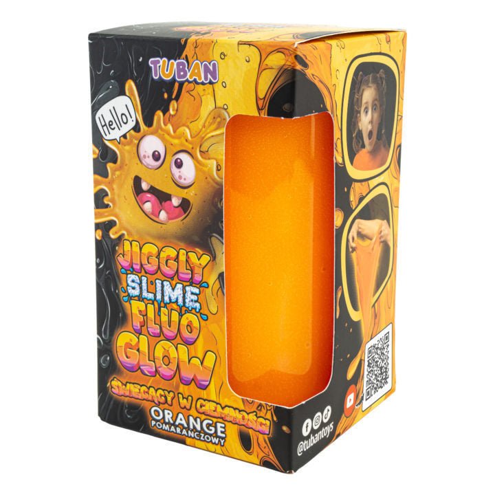 Glow in the dark slijm Jiggly Fluo Glow oranje - 430 g - Sensorisch speelgoed Tuban - In den Olifant
