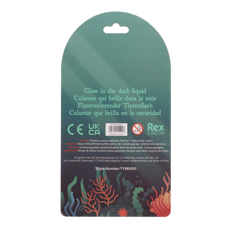 Glow in the dark Squishy Toy - Squid - Speelfiguren REX London - In den Olifant