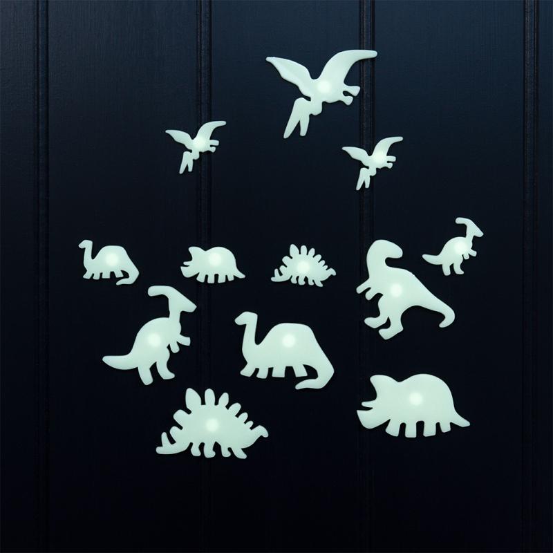 Glow in the dark stick - on shapes Dinosaurs - set van 24 - Muurdecoratie REX London - In den Olifant