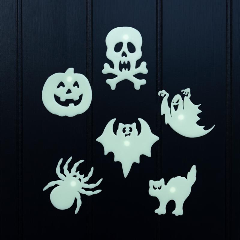 Glow in the dark stick - on shapes - Spooky - set van 12 - Muurdecoratie REX London - In den Olifant