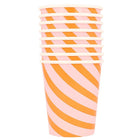 Feestbekers Pink & Orange Stripy Cups - Set Van 8